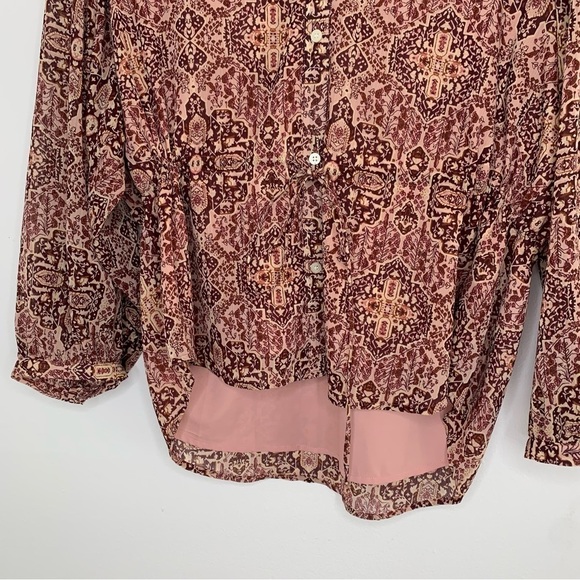 Madewell kaleidoscope drawstring waist button front top - Picture 2 of 12